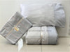 Hotel-Style Striped Bed Sheet + Striped Coverlet Set ( Grey )