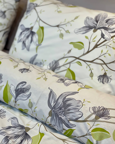 Grey X White Printed Bed Sheet Set(Pure Ranforce Cotton)