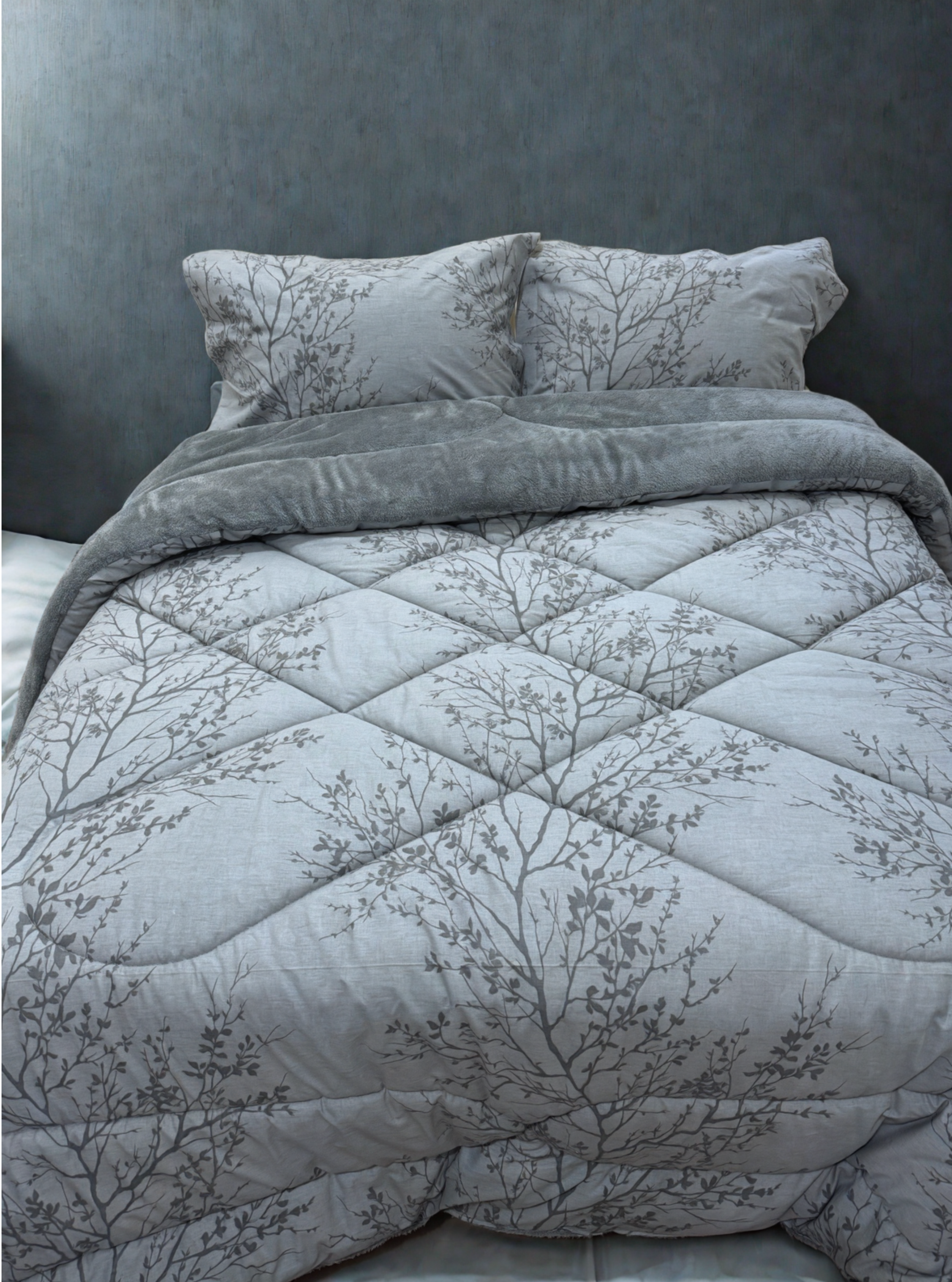 Dual-Faced Fur X Cotton Quilt Set ( Model 11 )