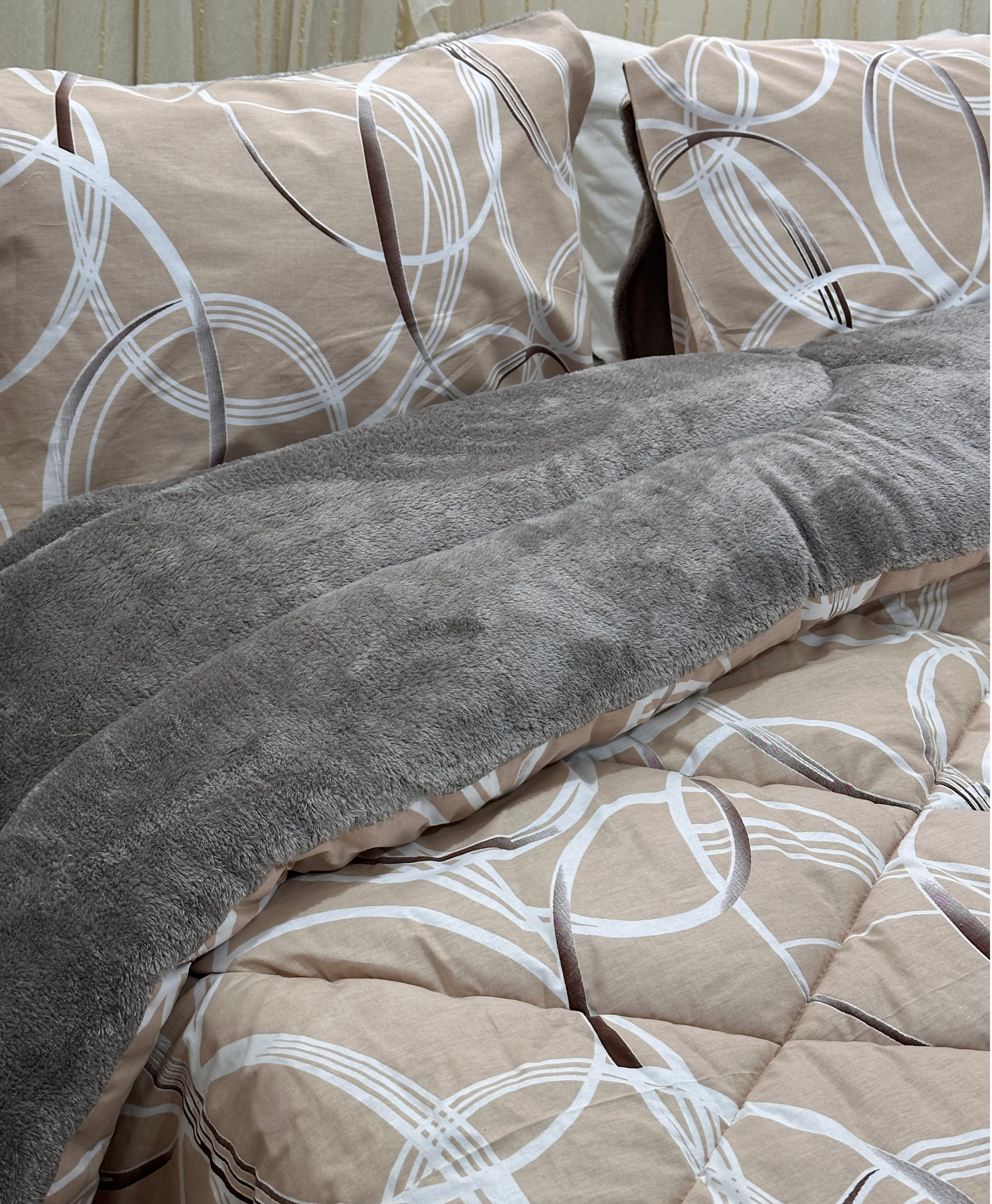 Dual-Faced Fur X Cotton Quilt Set (Model 10)
