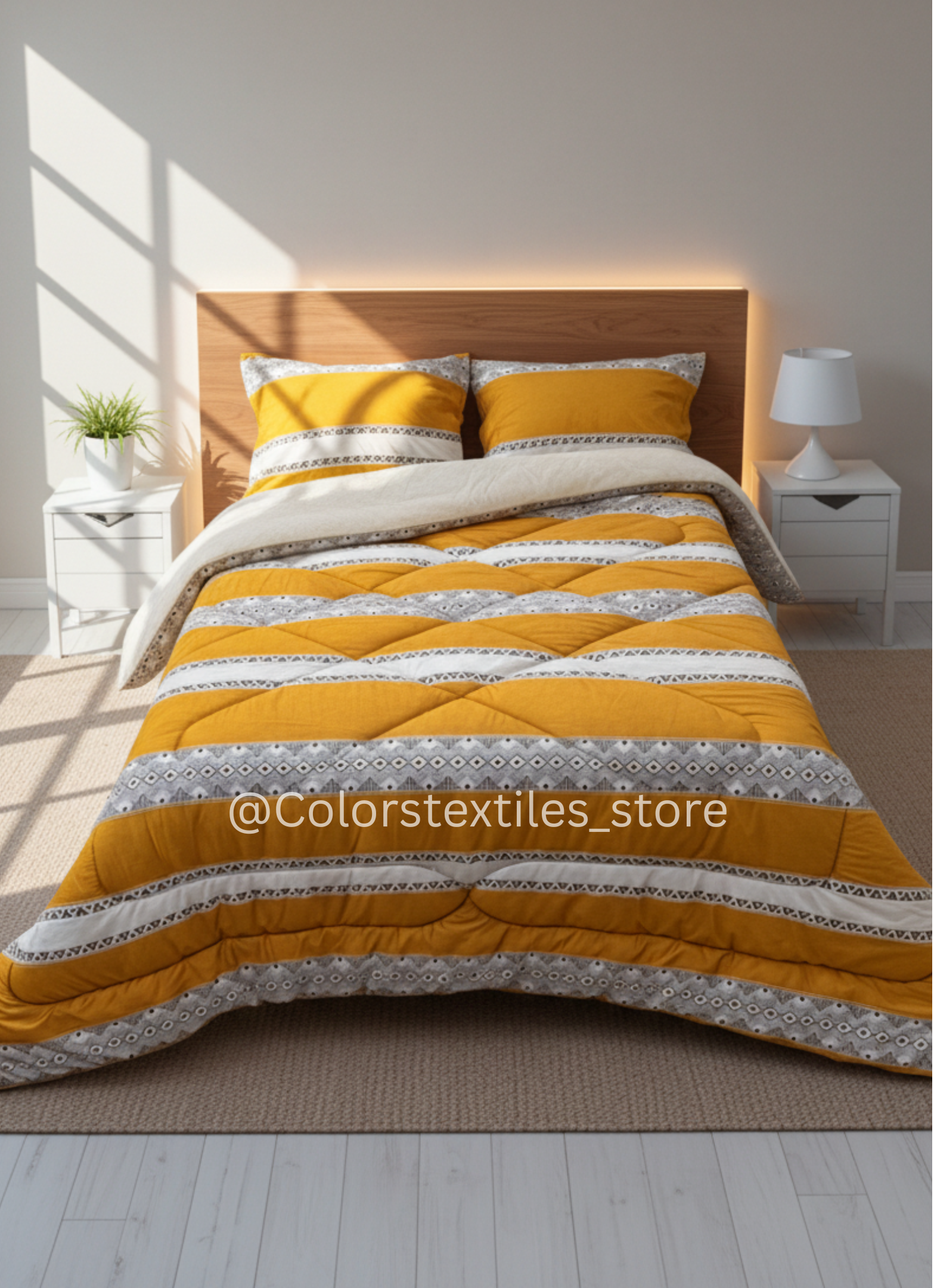 Dual-Faced Fur X Soft Cotton Satin Quilt Set (Model 2)