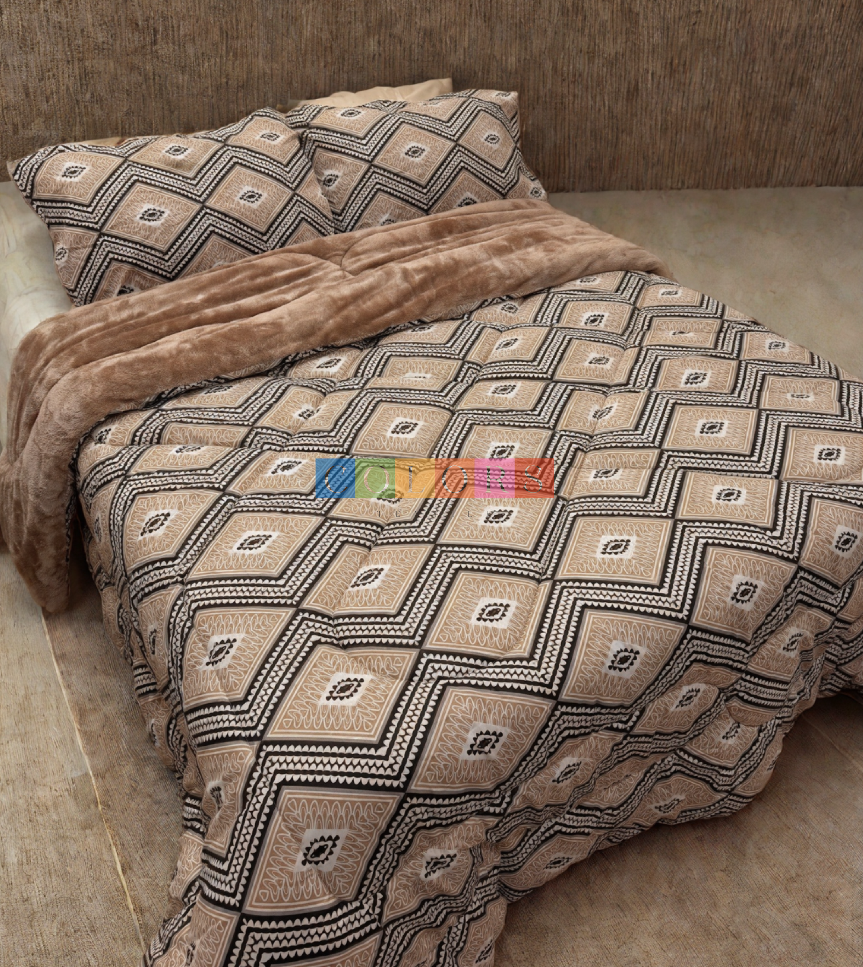 Dual-Faced Fur X Cotton Quilt Set ( Model 15 )