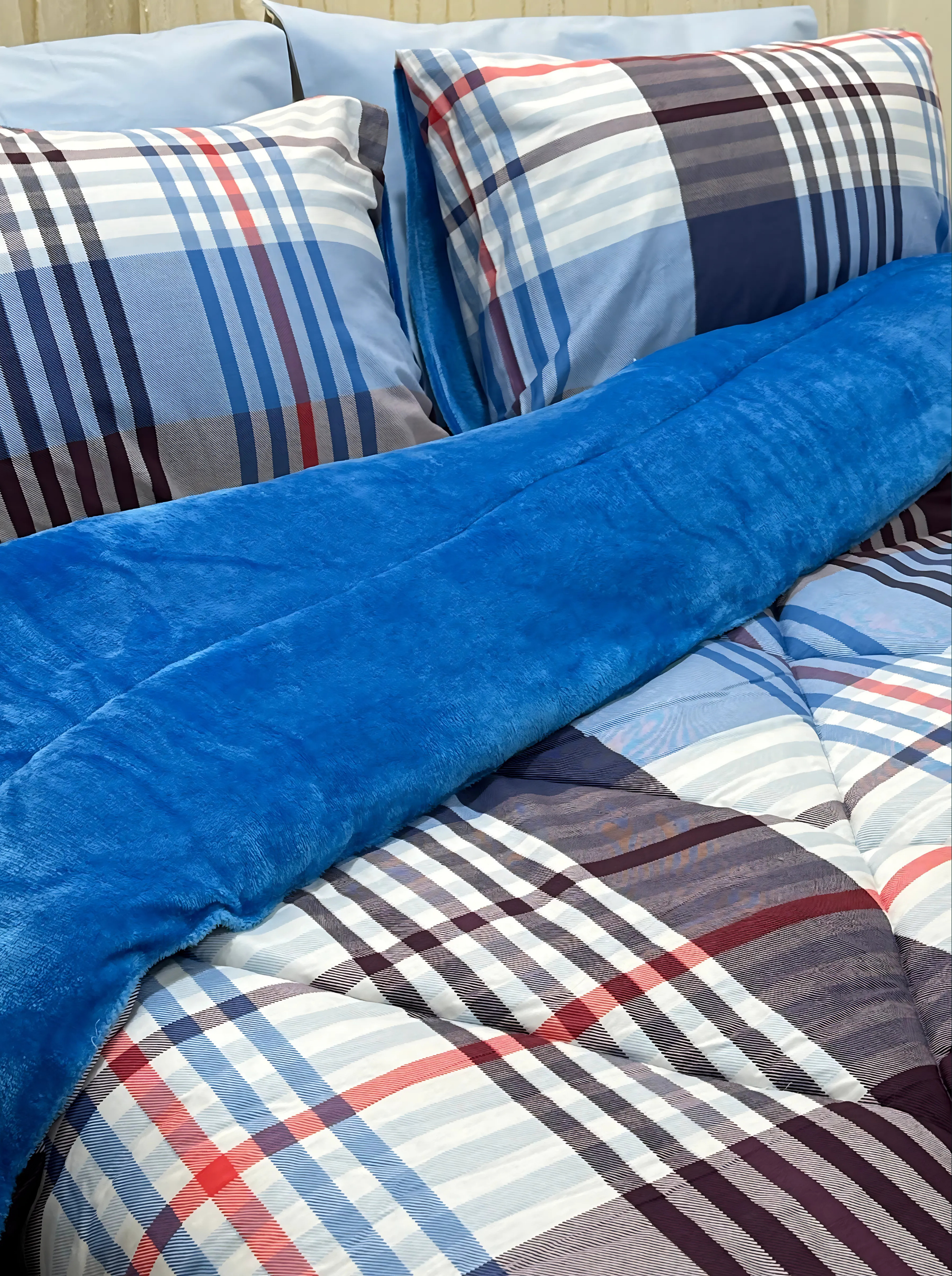 Dual-Faced Fur X Cotton Satin Quilt Set (Model 7) - Limited Time Offer !