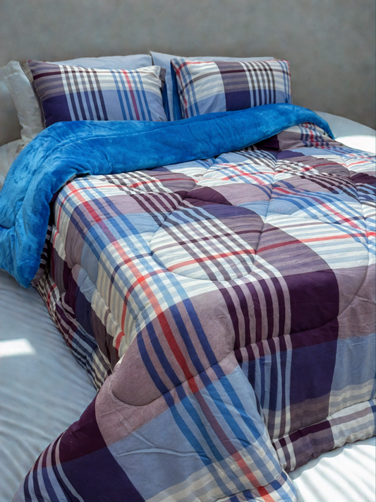 Dual-Faced Fur X Cotton Satin Quilt Set (Model 7) - Limited Time Offer !