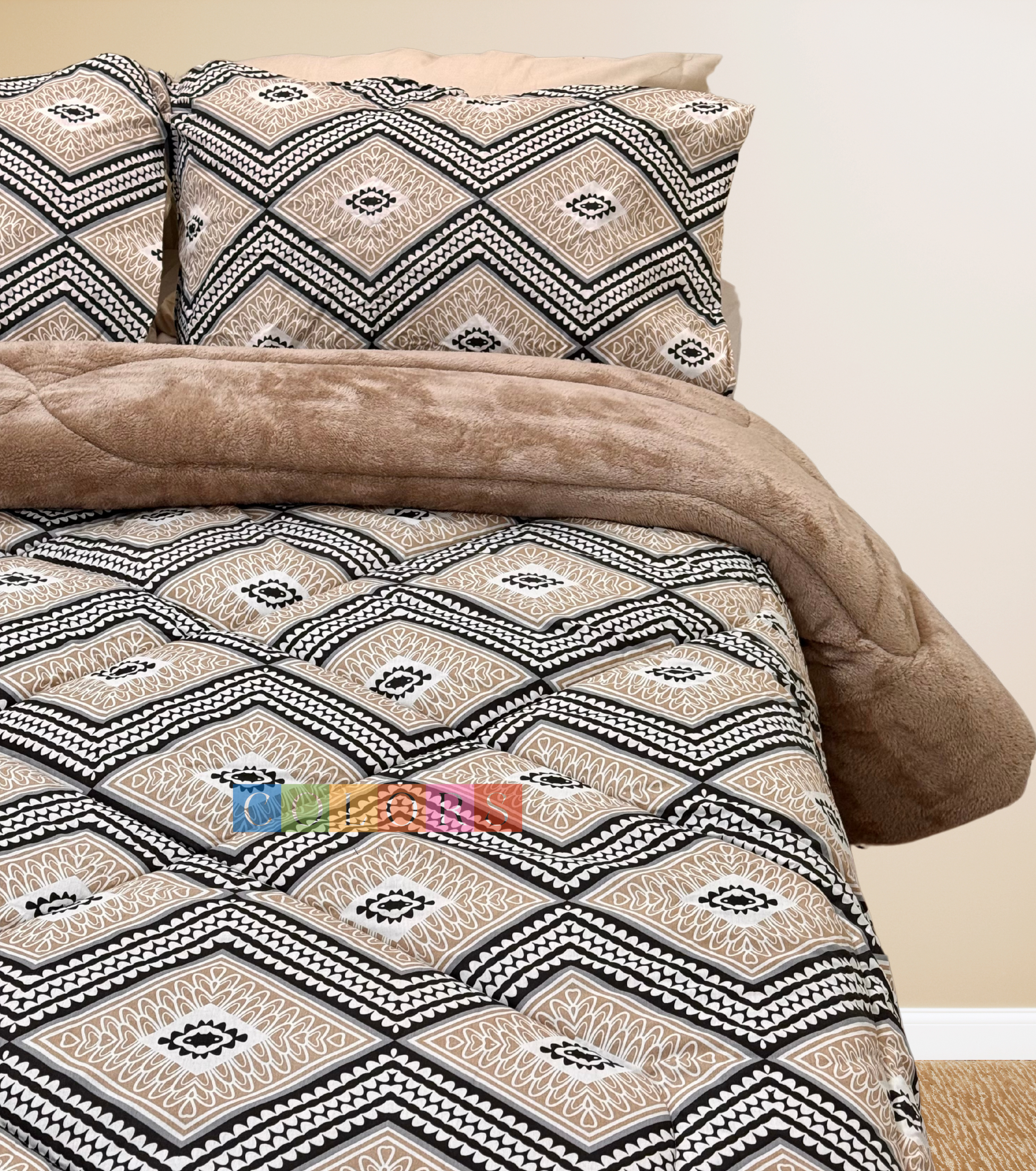 Dual-Faced Fur X Cotton Quilt Set ( Model 15 )