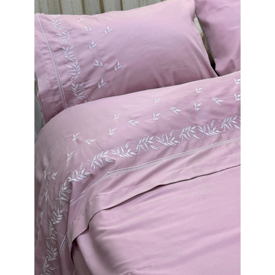 Leaves Embroidered Duvet Cover (Soft Cotton Satin)