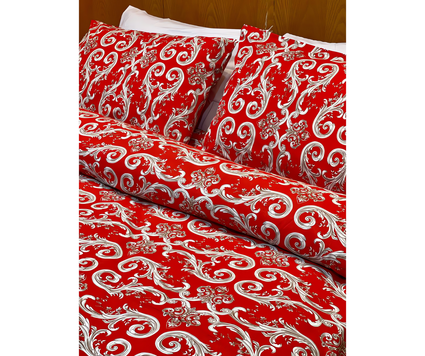 White X Red Bed Sheet Set(Pure Ranforce Cotton)