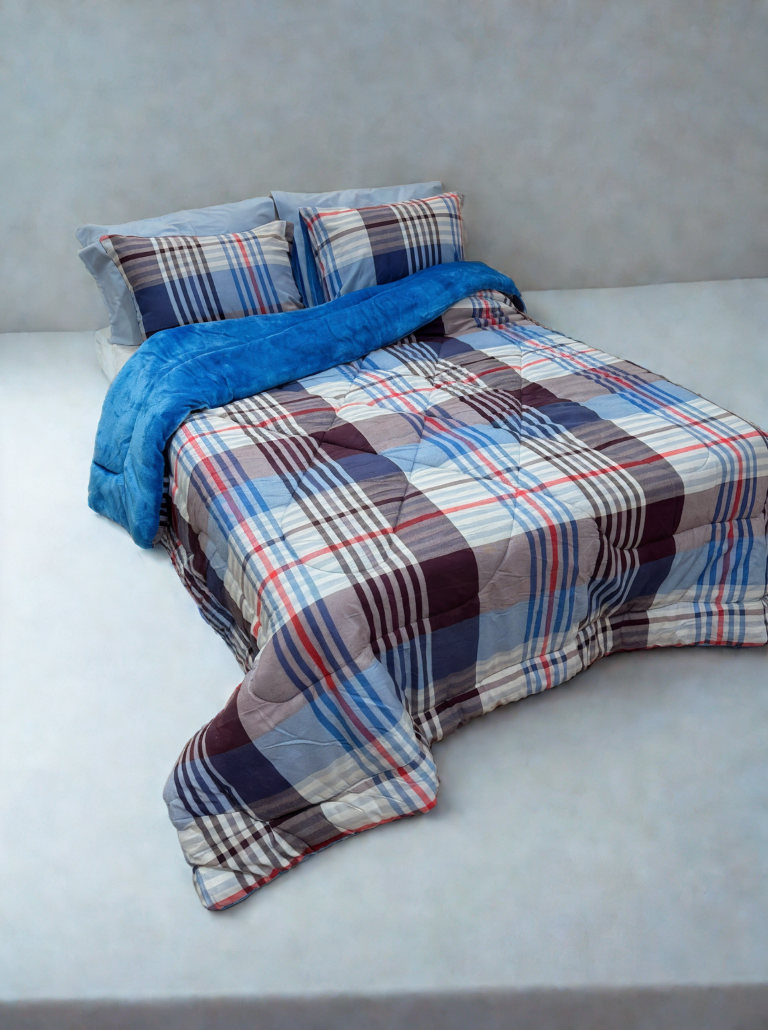 Dual-Faced Fur X Cotton Satin Quilt Set (Model 7) - Limited Time Offer !