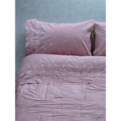 Leaves Embroidered Duvet Cover (Soft Cotton Satin)
