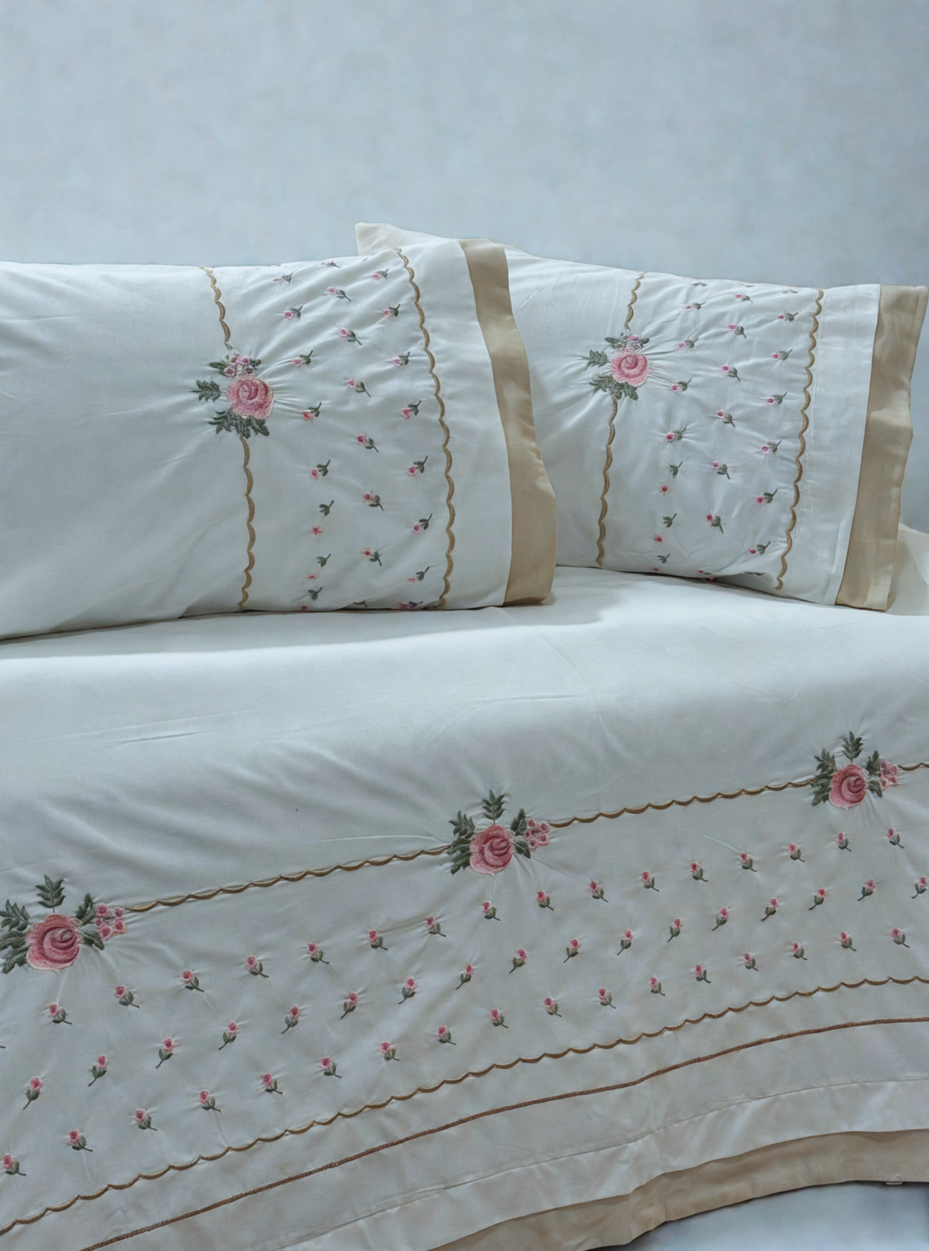 PolyCotton Embroidered Bed Sheet Set (Model 2)