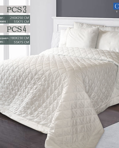 White Striped Coverlet Set (Pure Soft Cotton)