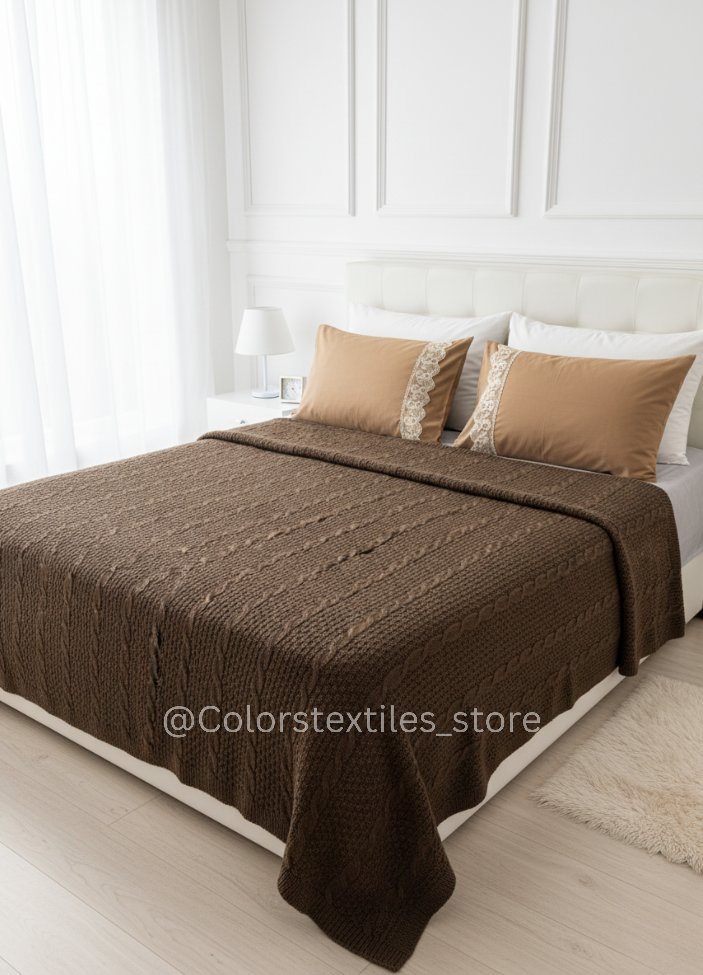 Premium Plain Triko Throw + Bed Sheet set (Cotton Satin)