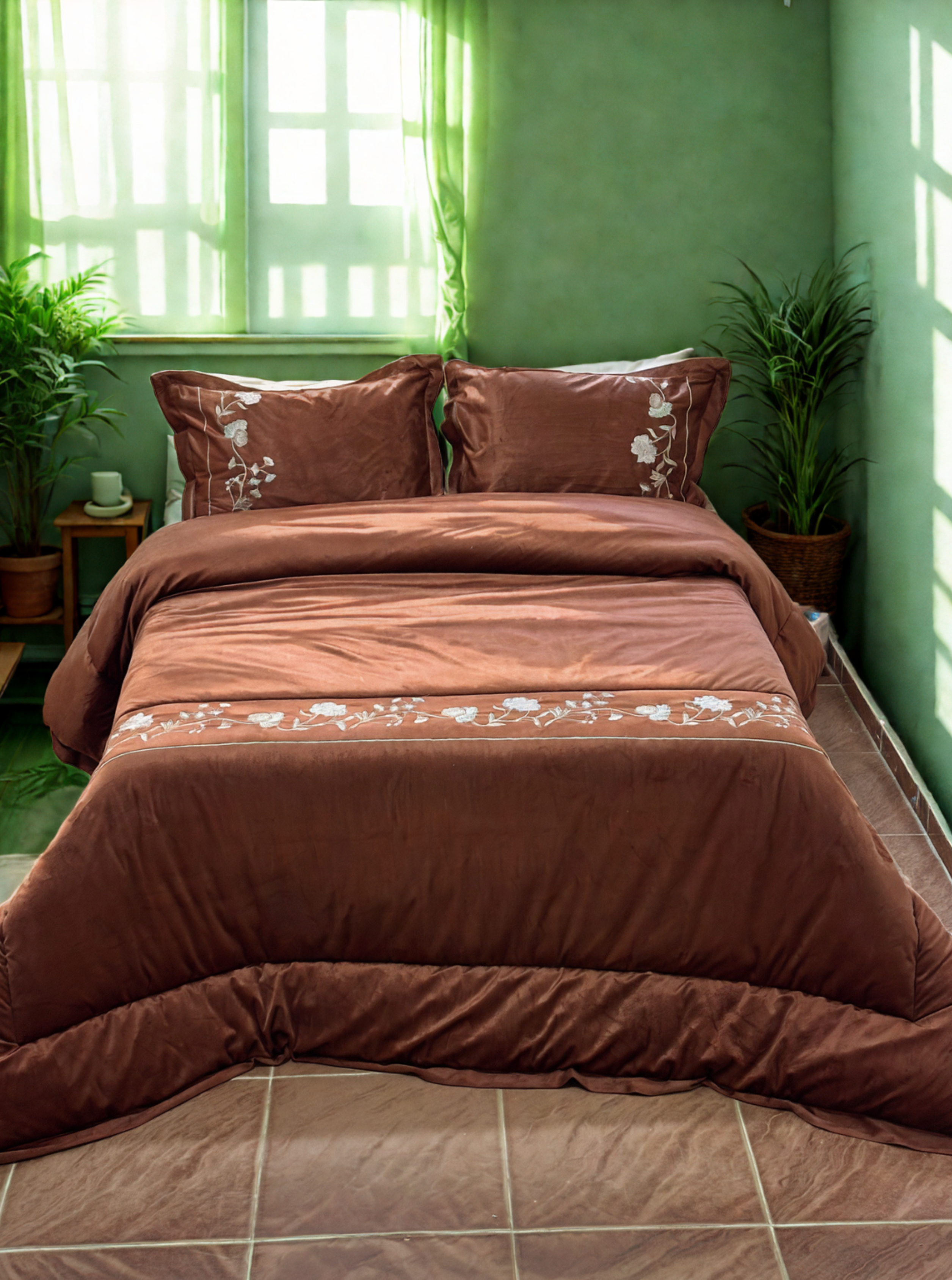 Embroidered Velvet (Qatifa) Quilt Set