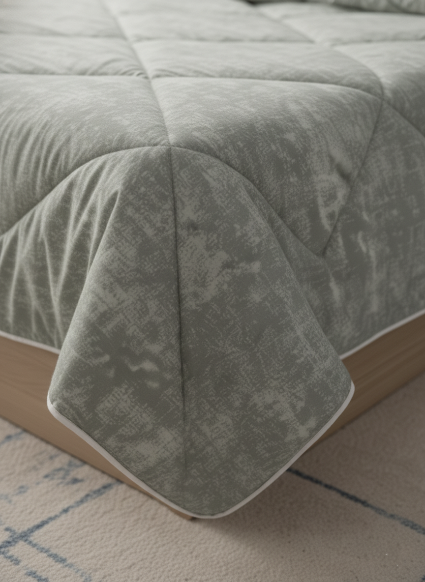 Elegant Green Textured Quilt Set