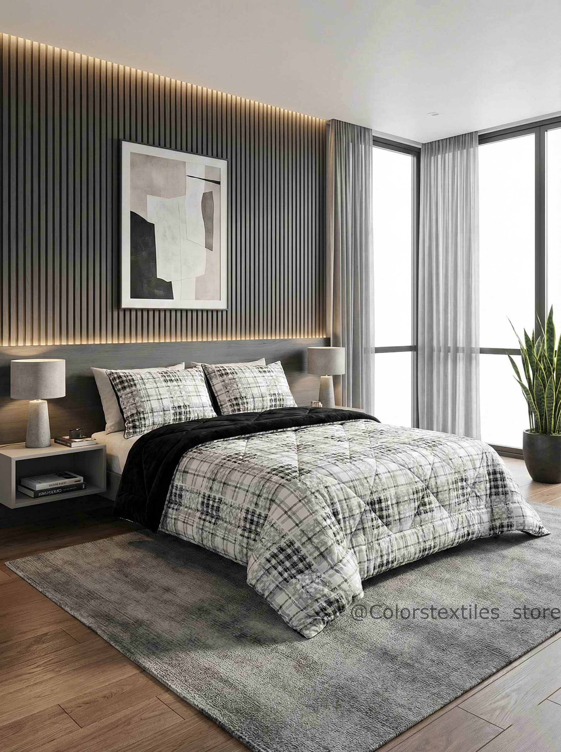 Dual-Faced Fur X Cotton Quilt Set ( Model 20 )