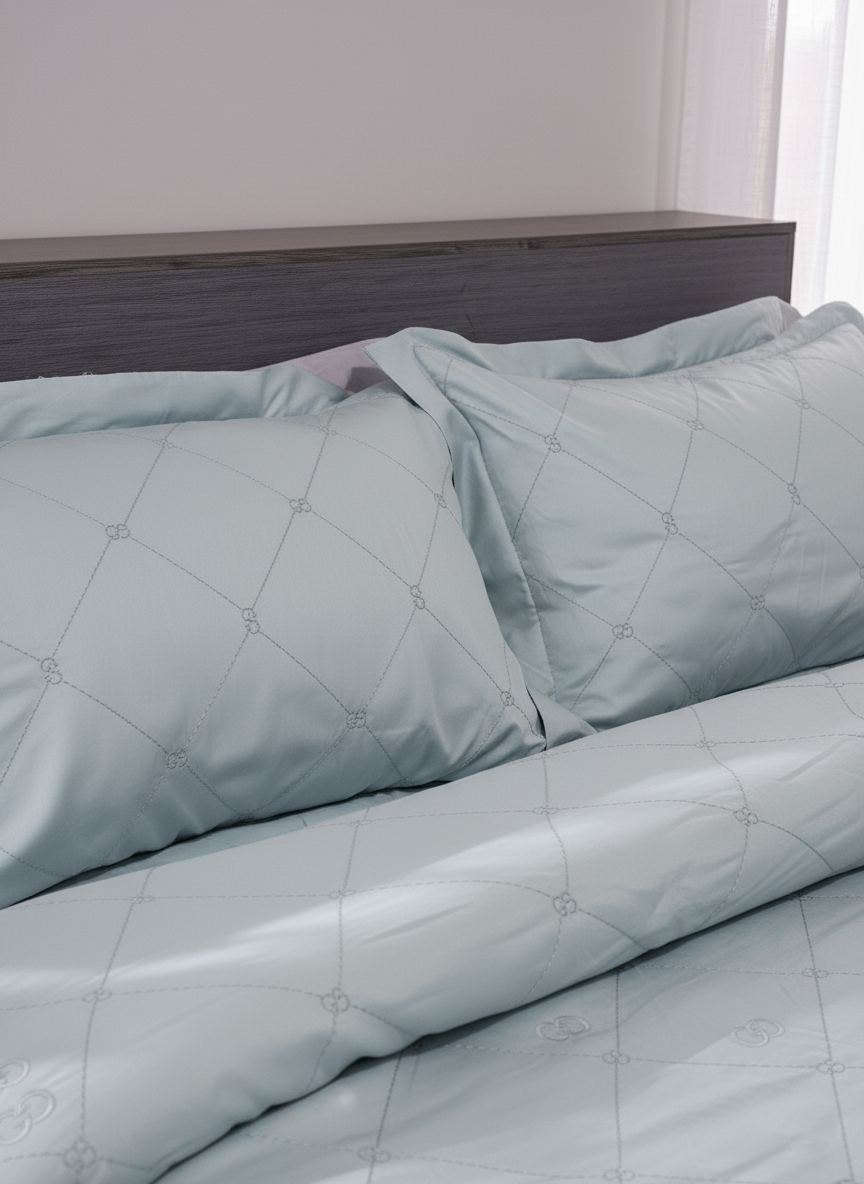 G Embroidered Capitone Quilt Set (Soft Cotton Satin)