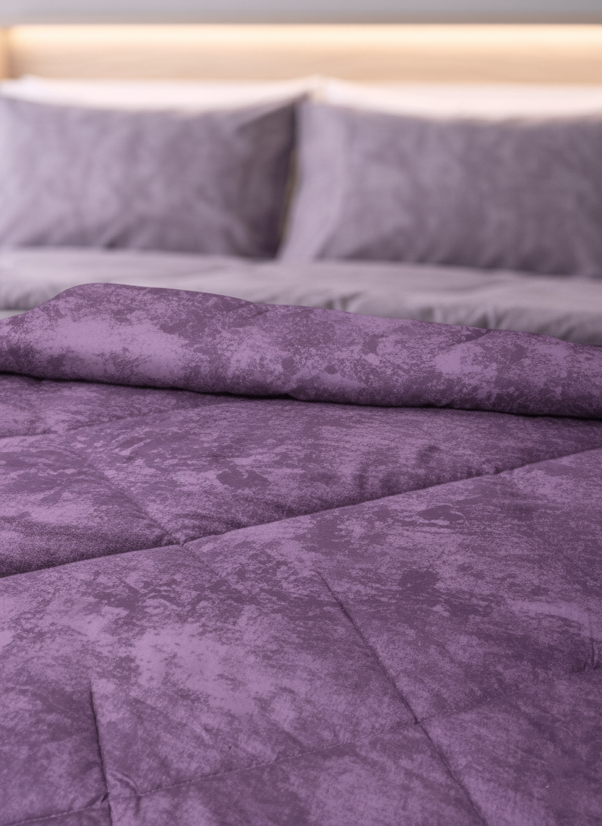Elegant Purple Textured Quilt Set