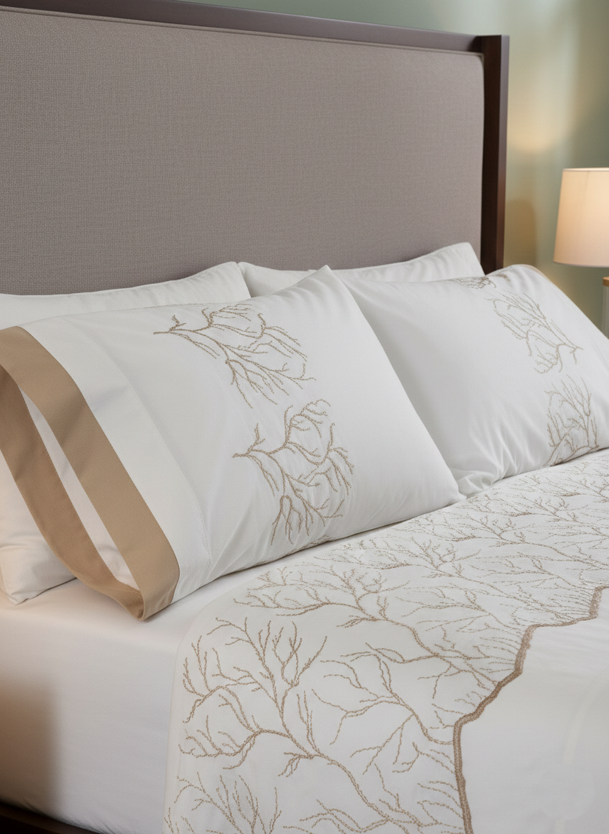 PolyCotton Embroidered Bed Sheet Set (Model 28)