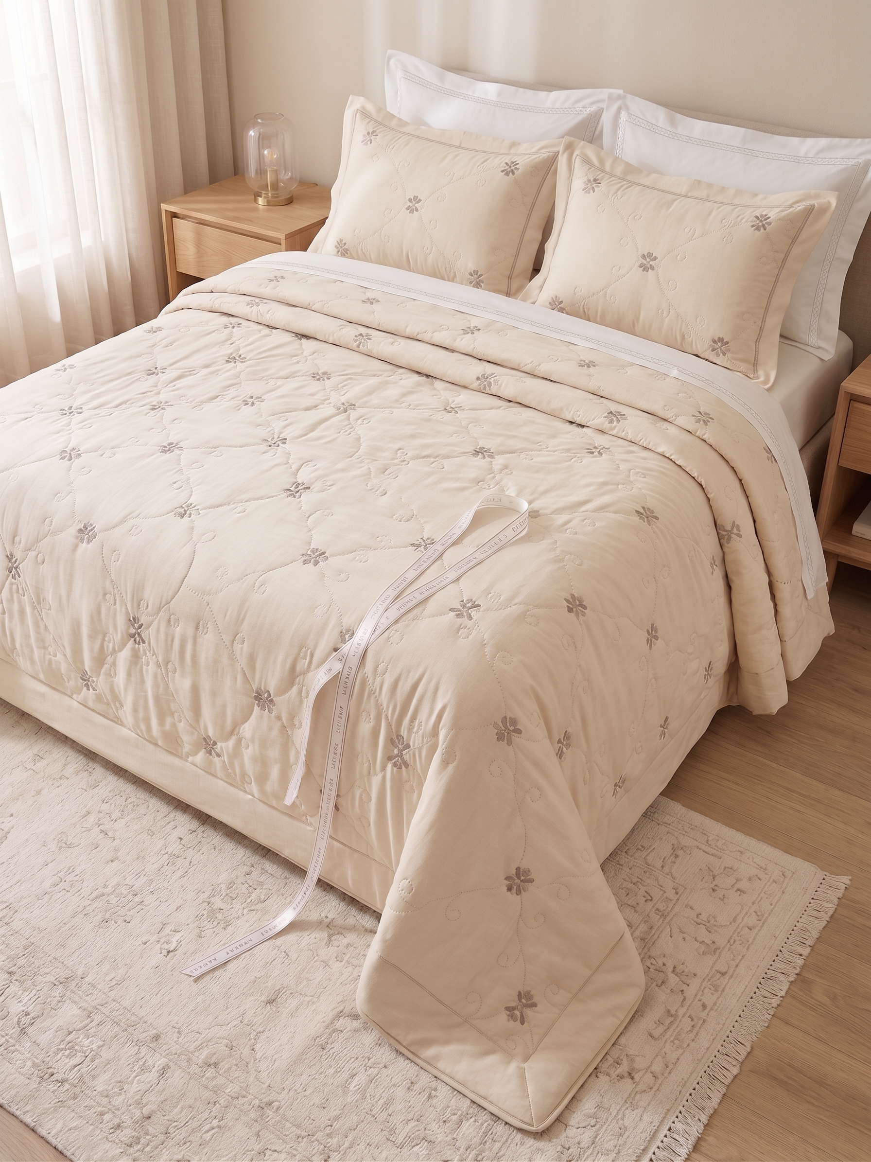 Diamond Embroidered Coverlet Set