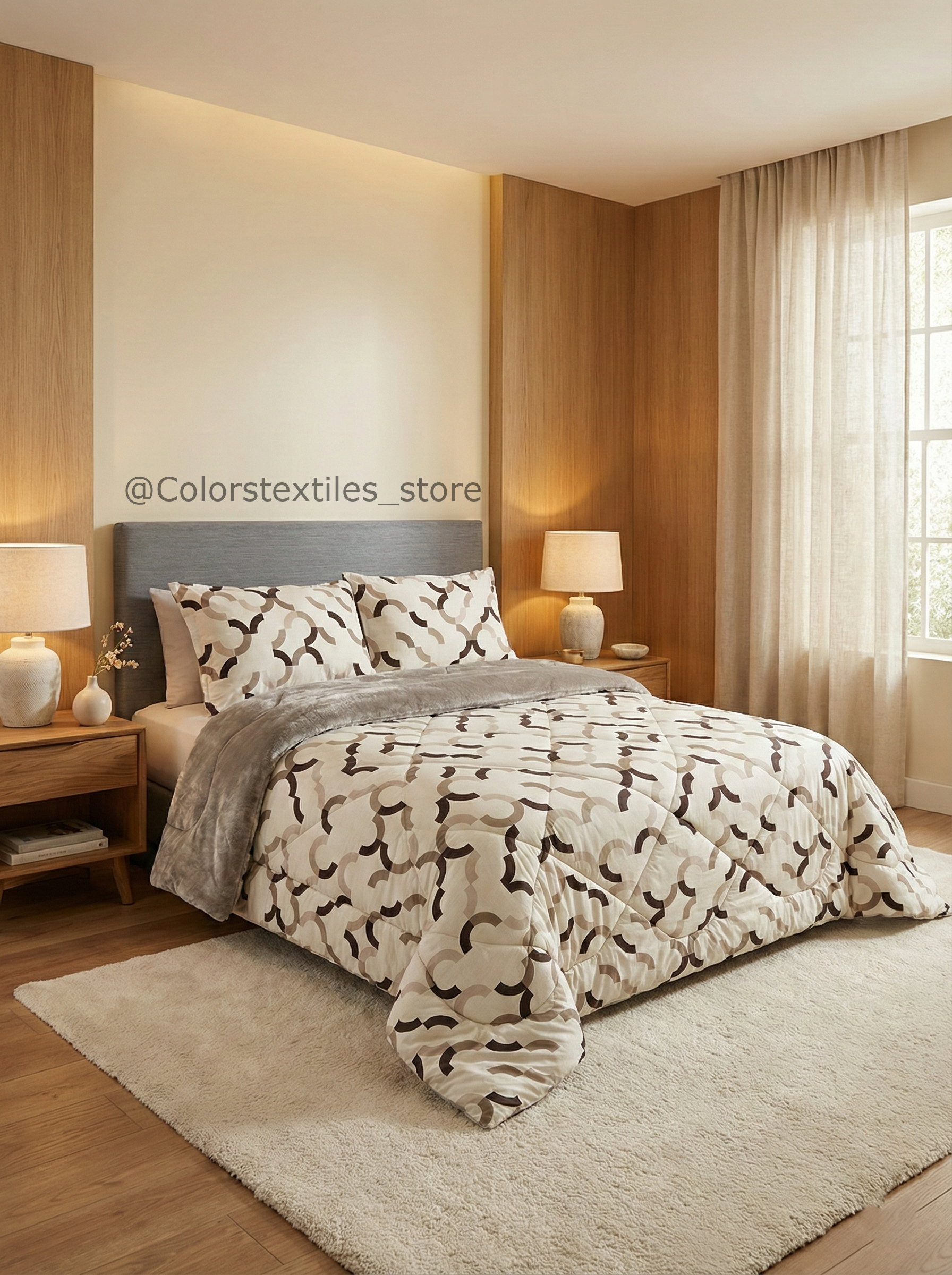 Dual-Faced Fur X Cotton Quilt Set ( Model 21 )