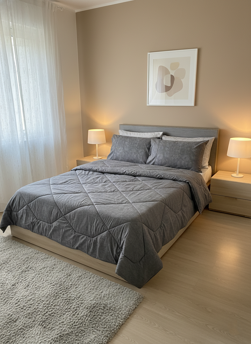 Elegant Grey Textured Quilt Set