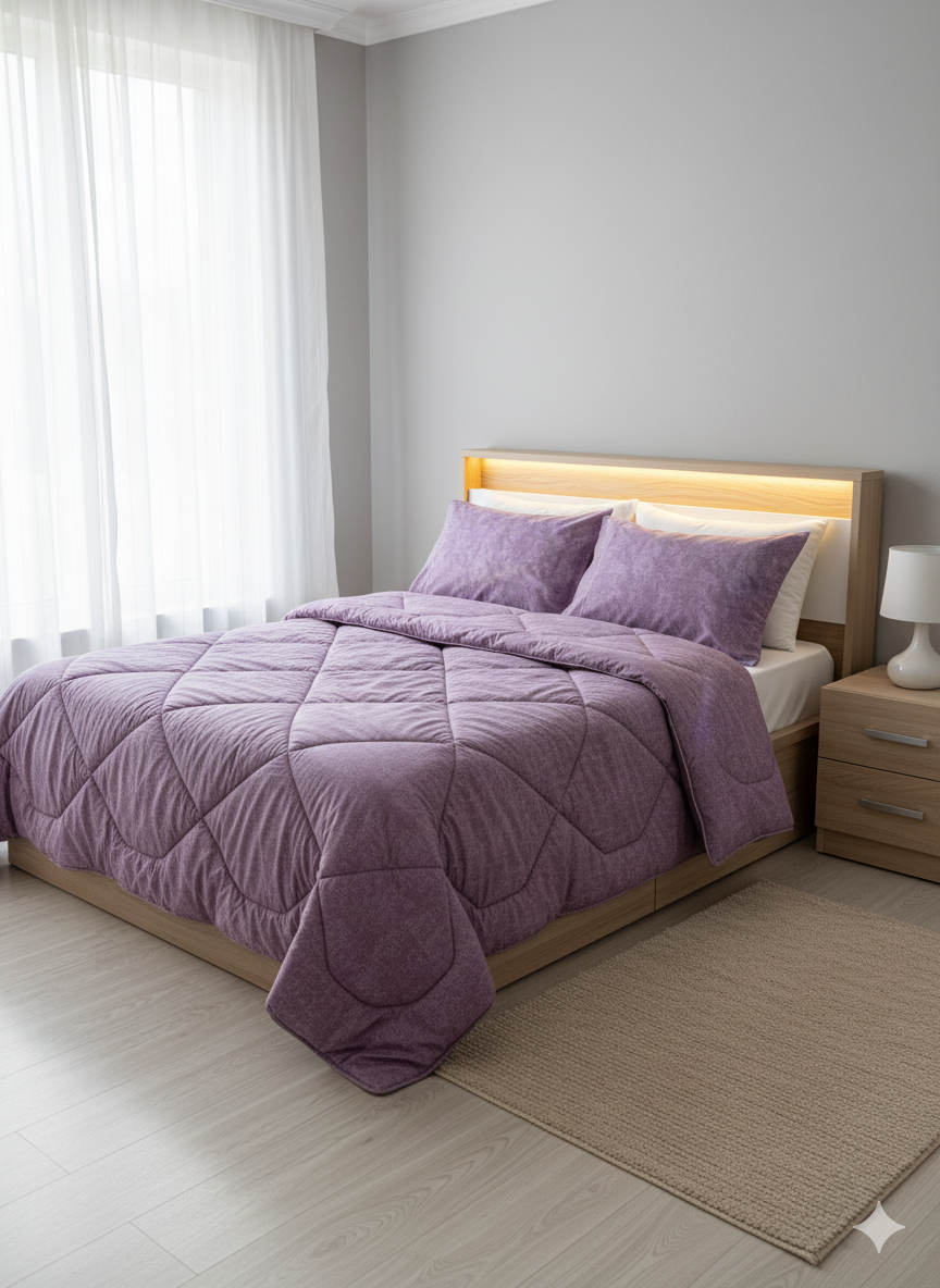 Elegant Purple Textured Quilt Set