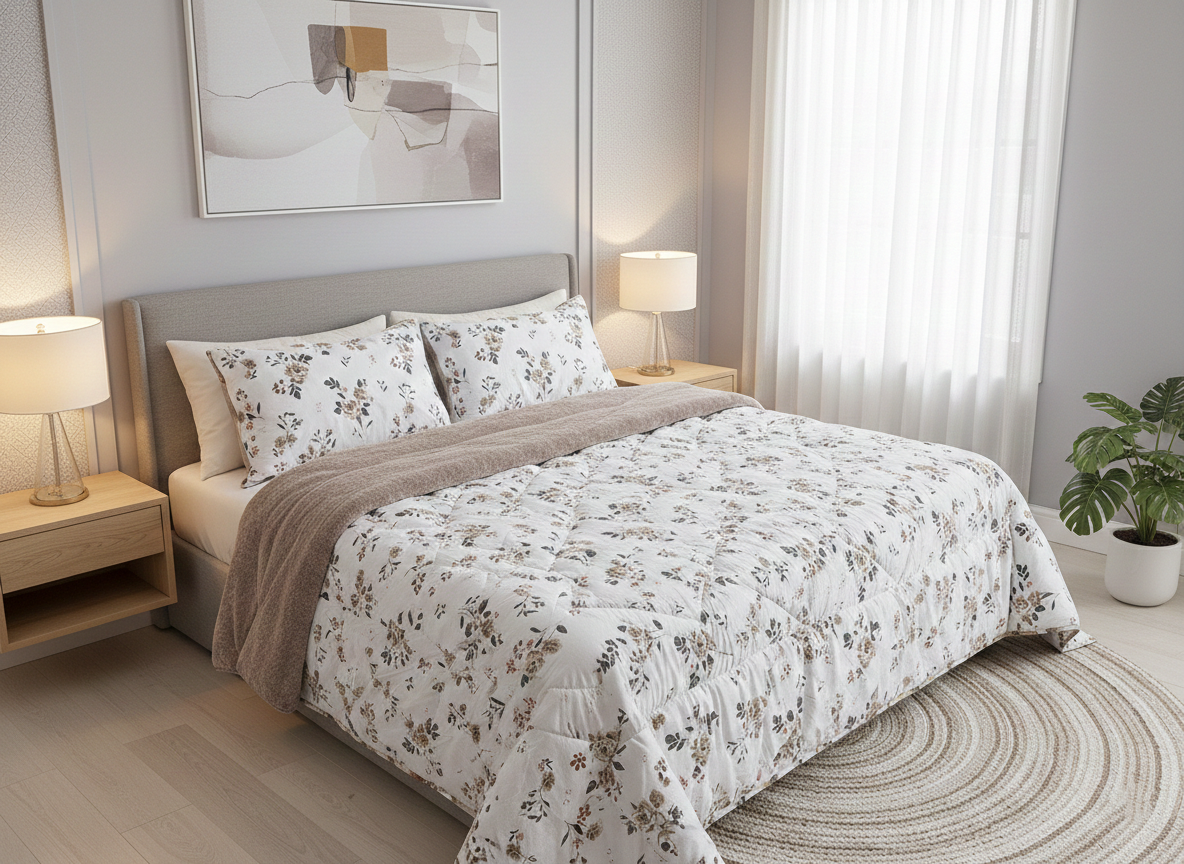 Dual-Faced Fur X Cotton Quilt Set ( Model 28 )