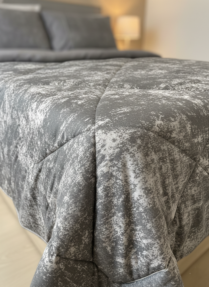 Elegant Grey Textured Quilt Set