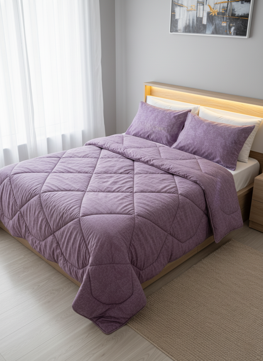 Elegant Purple Textured Quilt Set