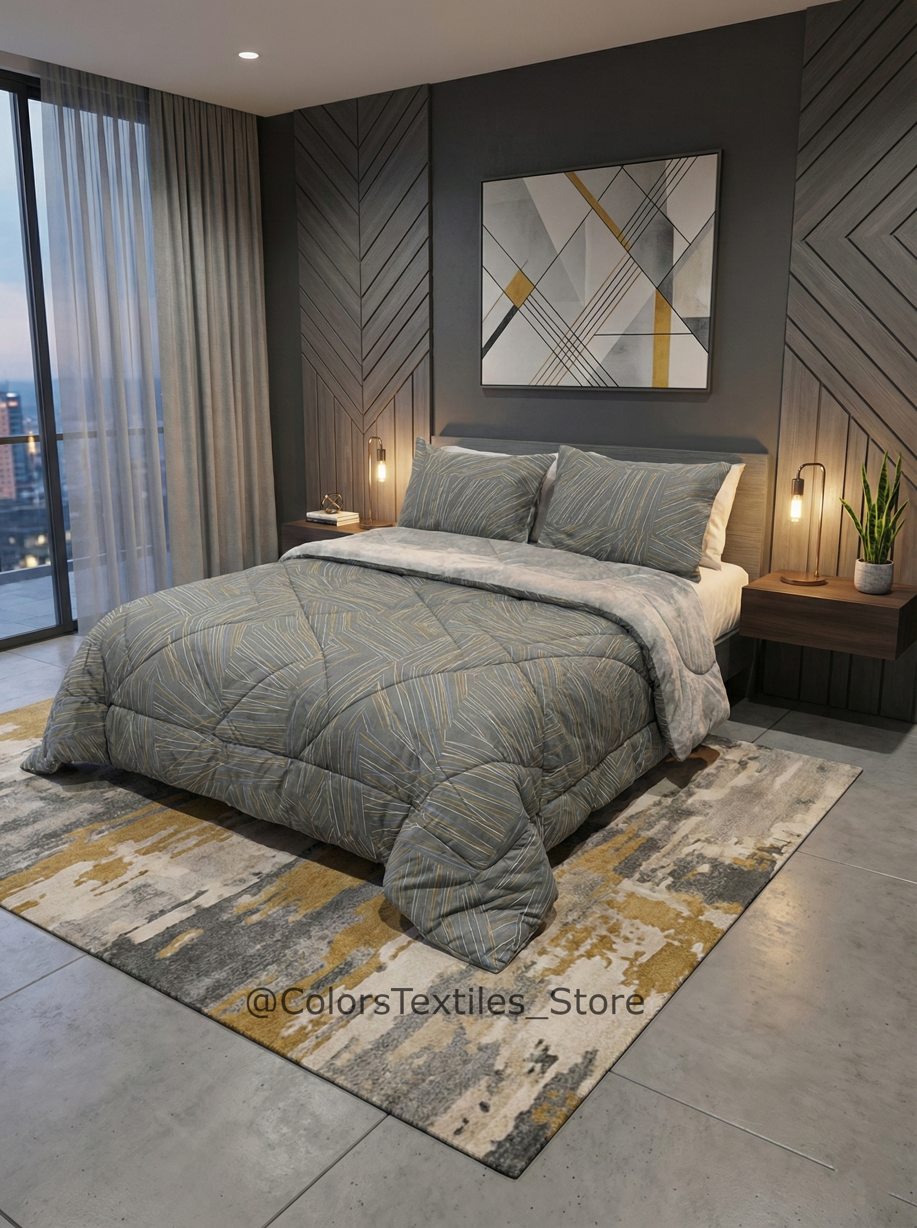 Dual-Faced Fur X Cotton Quilt Set ( Model 19 )