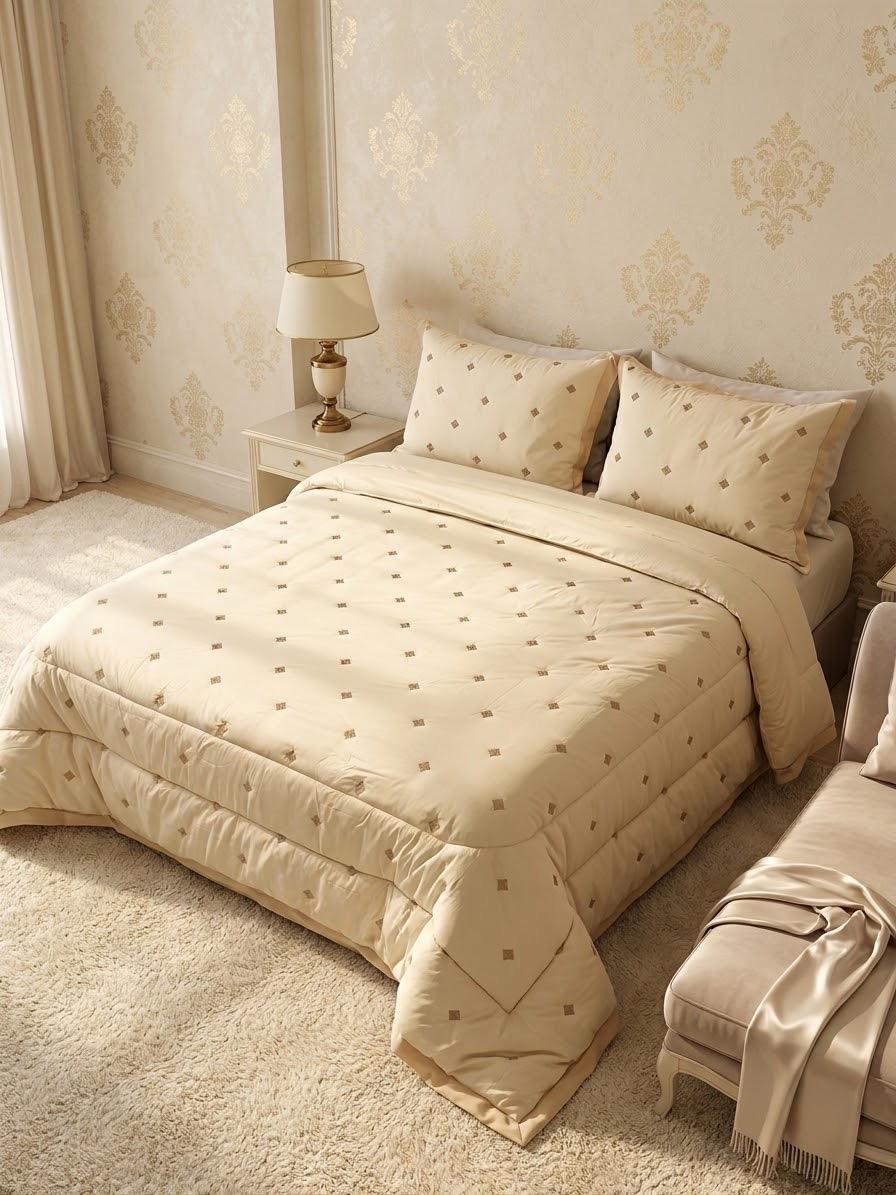 Diamond Embroidered Quilt Set ( Cotton )