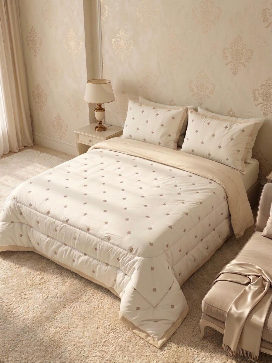 Diamond Embroidered Quilt Set ( Cotton )