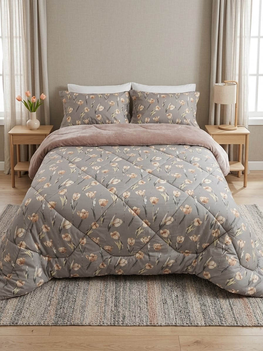 Dual-Faced Fur X Cotton Quilt Set ( Model 29 )