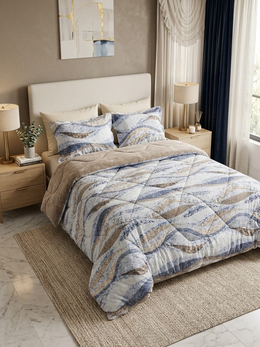 Dual-Faced Fur X Cotton Quilt Set ( Model 30 )