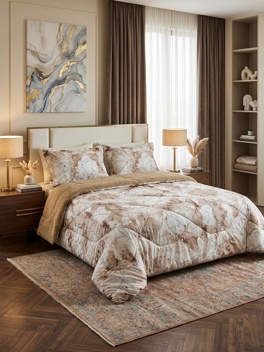Dual-Faced Fur X Cotton Quilt Set ( Model 31 )