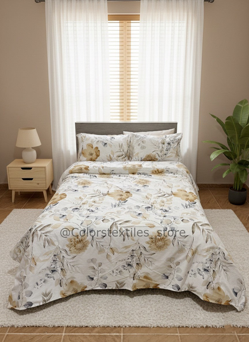 Printed Cotton Bedsheet Set ( Model 4 )