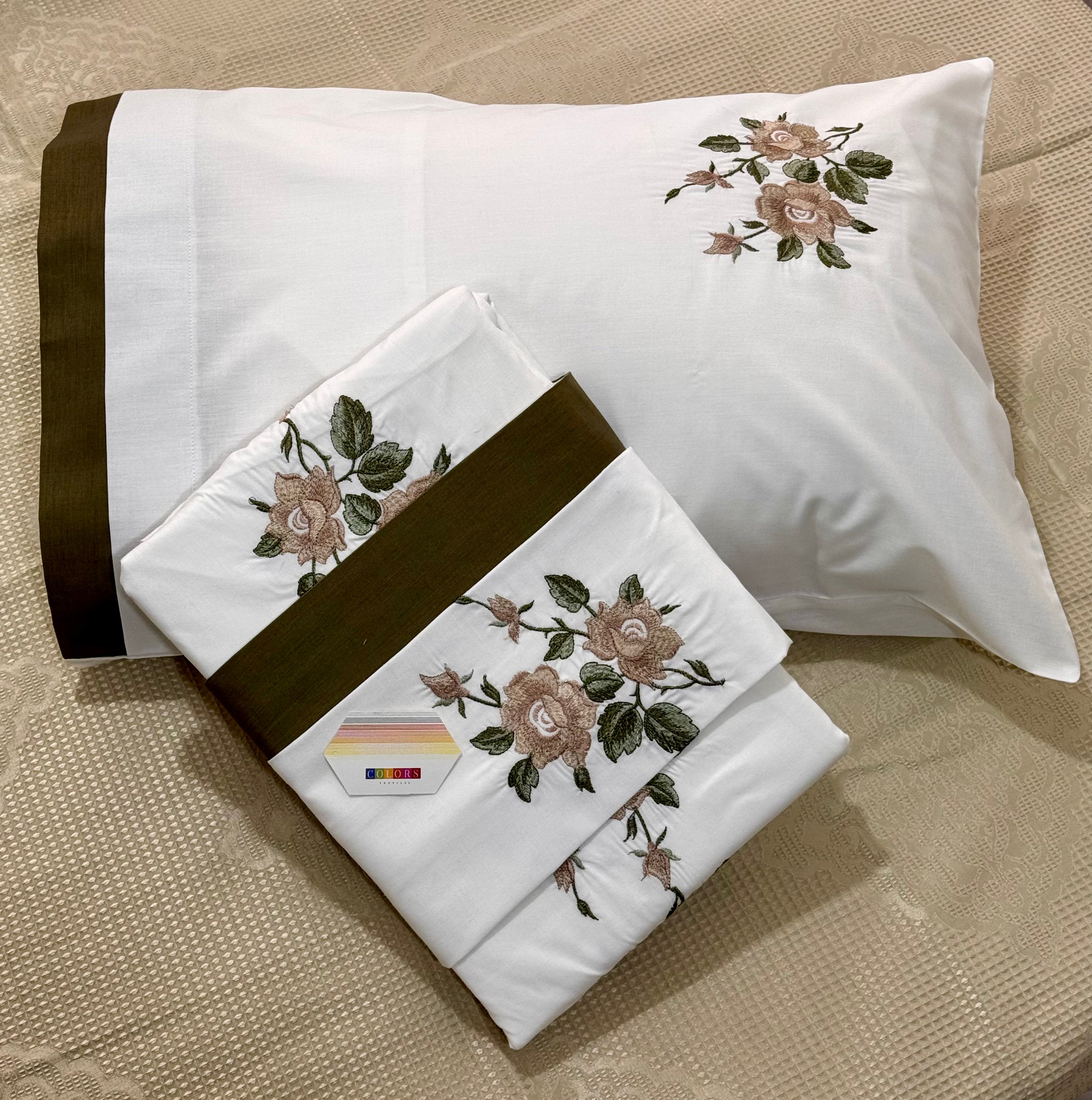 PolyCotton Embroidered Bed Sheet Set (Model 11)