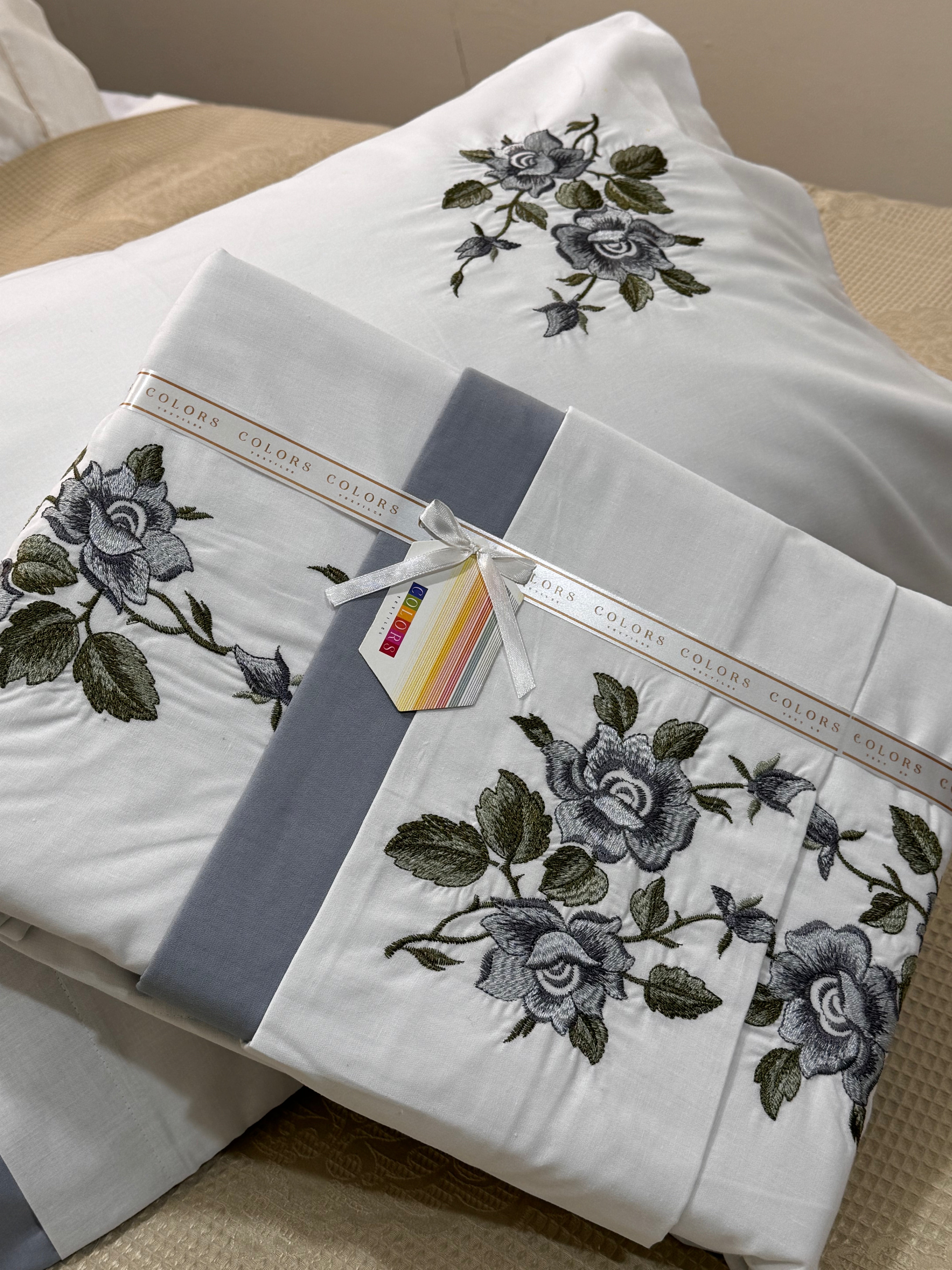 PolyCotton Embroidered Bed Sheet Set (Model 9)