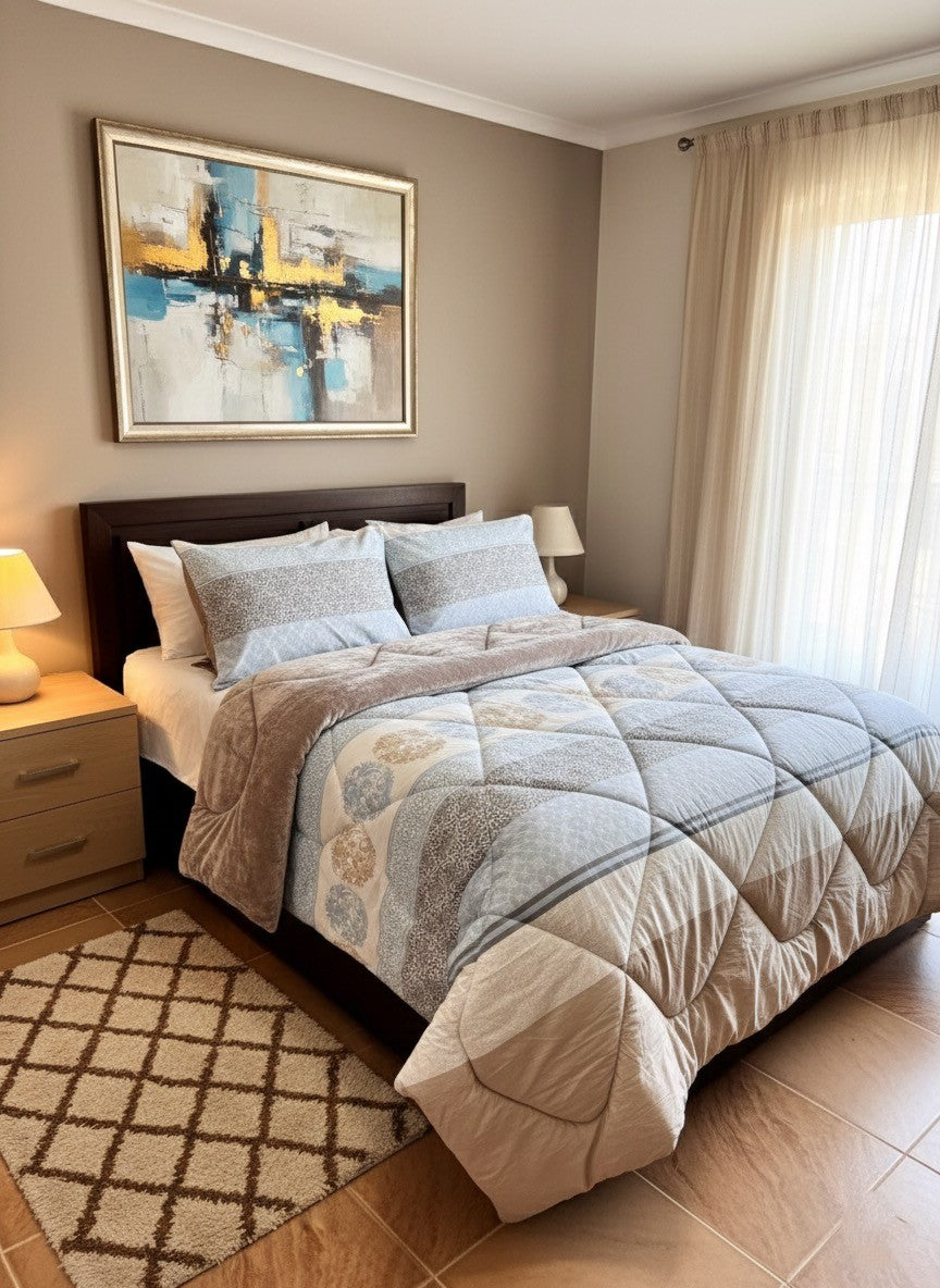 Dual-Faced Fur X Cotton Quilt Set ( Model 26 )