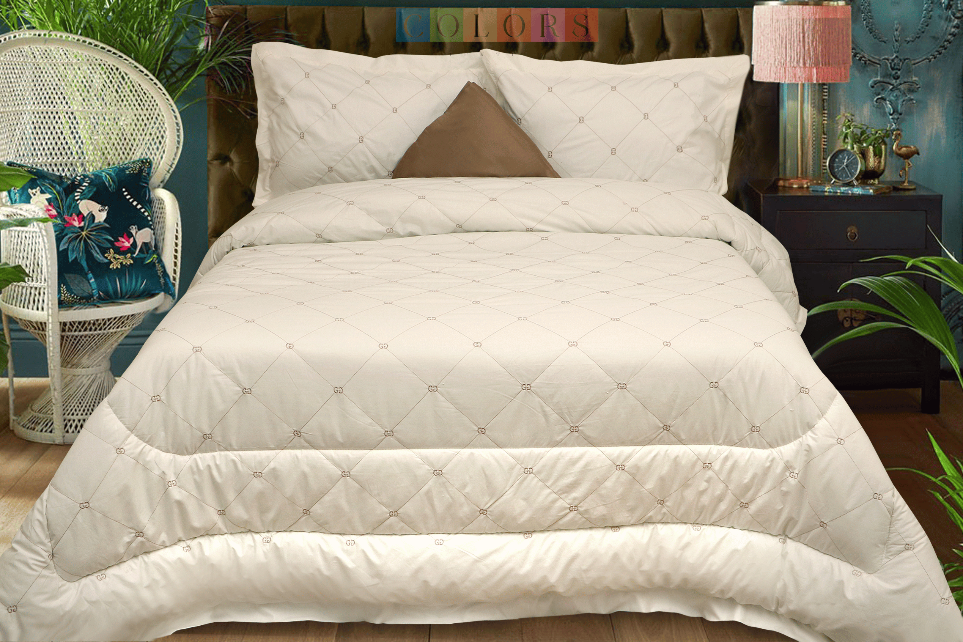 G Embroidered Capitone Quilt Set (Soft Berkal Cotton)