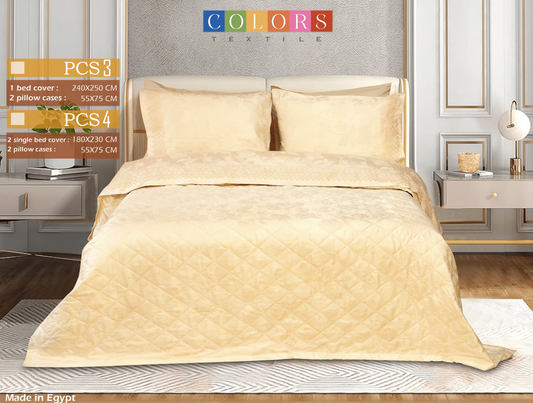 Gold Dantel Coverlet Set (Jacquard Soft Cotton Fabric)