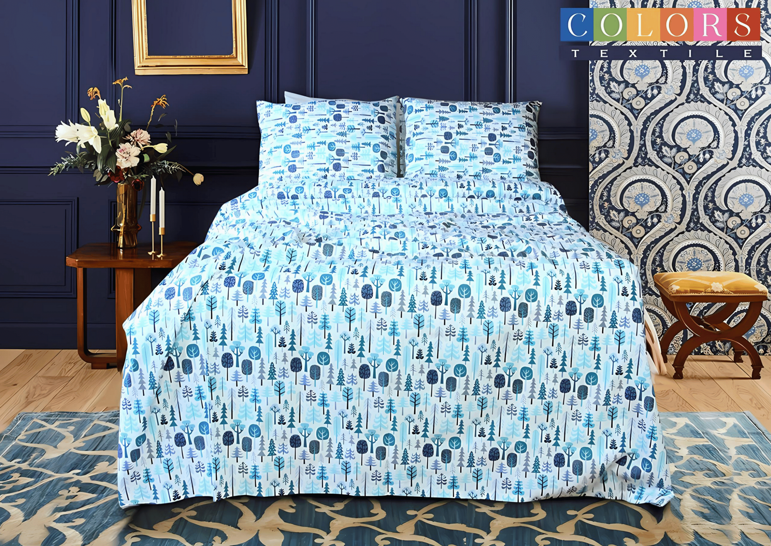 Green X White Trees Bed Sheet Set (Pure Ranforce Cotton)