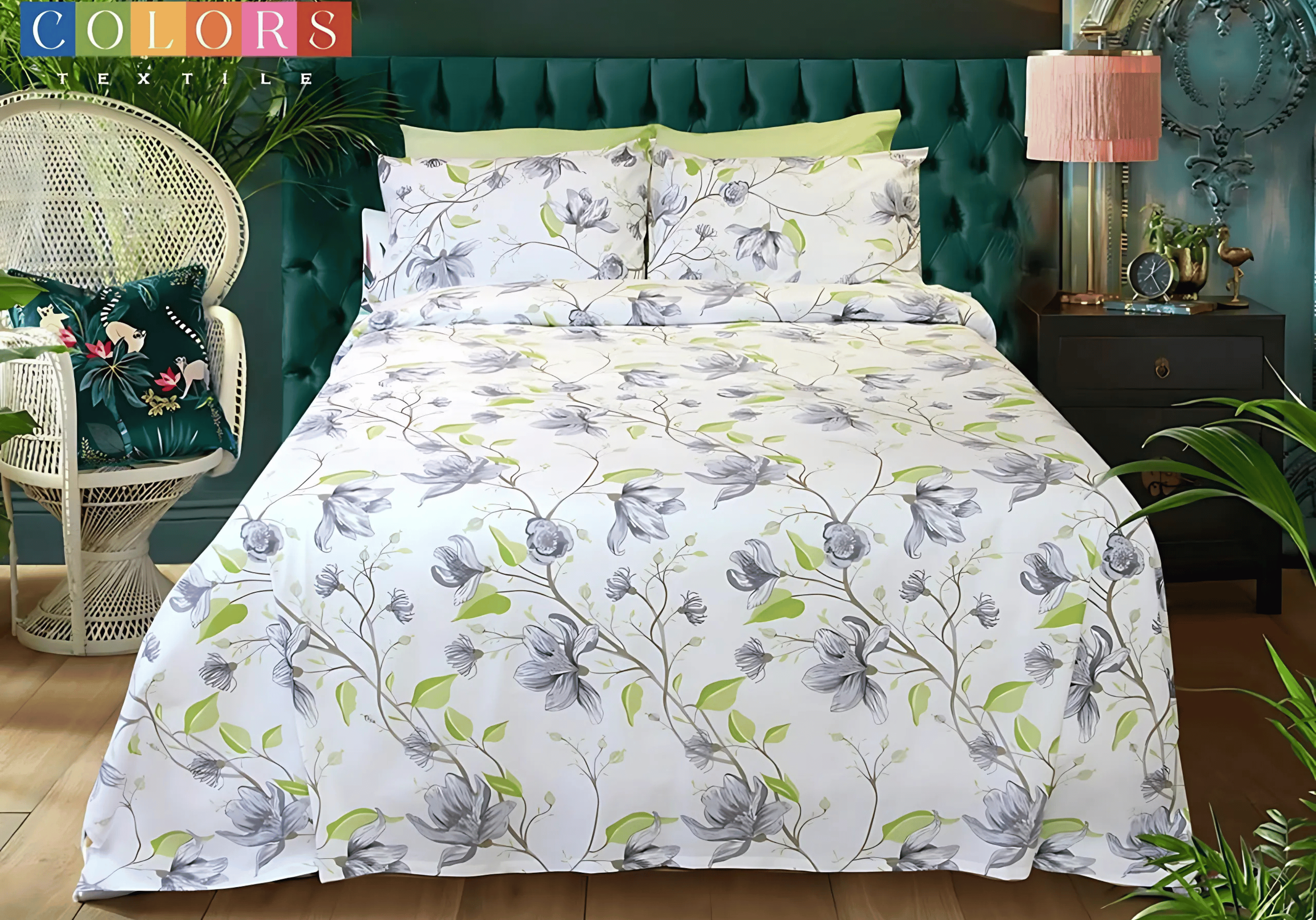 Grey X White Printed Bed Sheet Set(Pure Ranforce Cotton)
