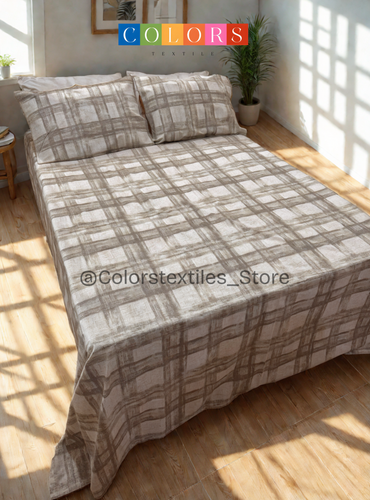 Beige Printed Bedsheet Set ( Cotton )