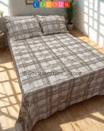Beige Printed Bedsheet Set ( Cotton )
