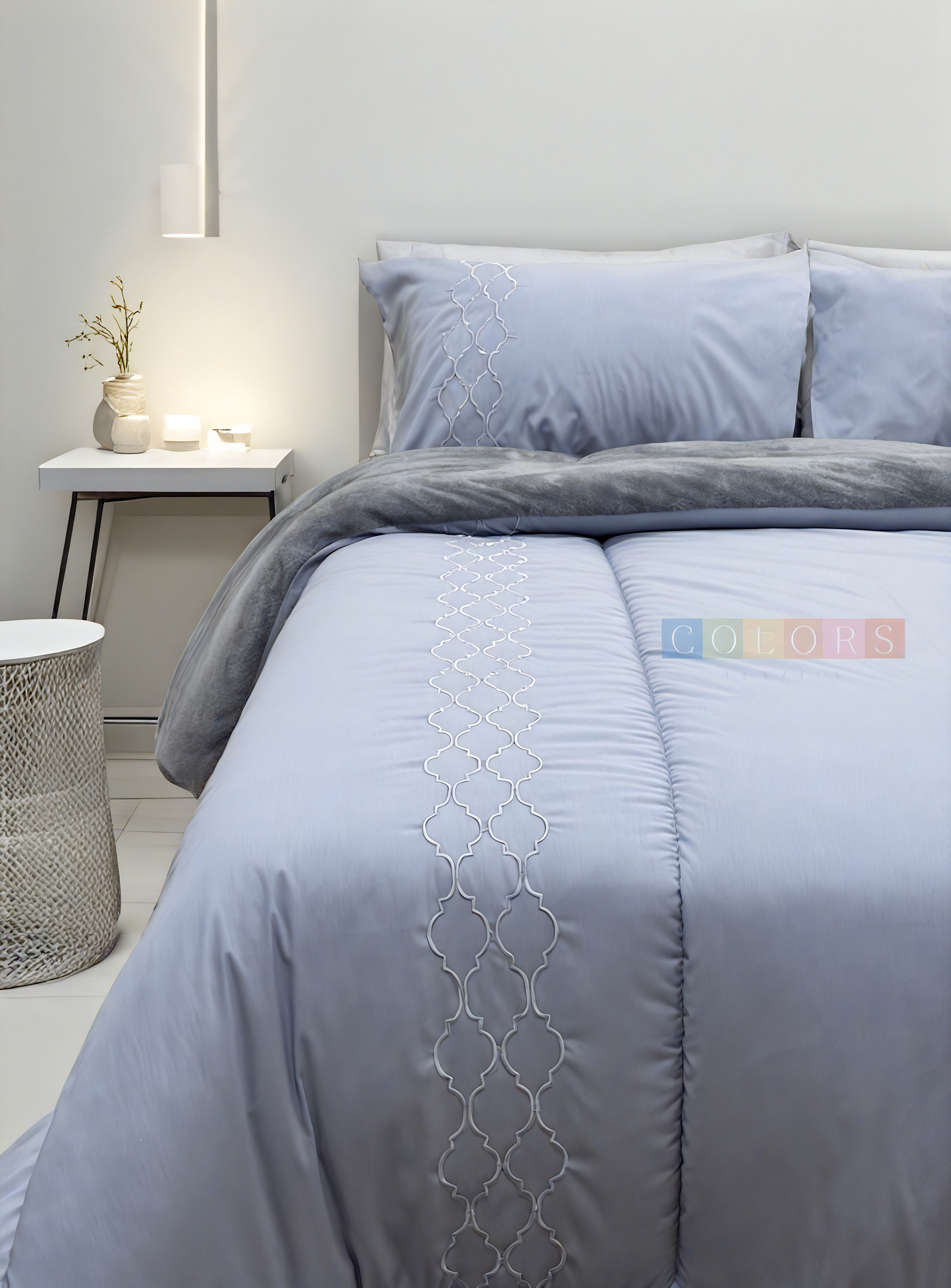 Luxurious Embroidered Quilt Set with Fur Backing( New Arrival )