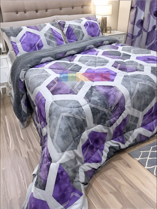 Dual-Faced Fur X Cotton Quilt Set ( Model 12 )