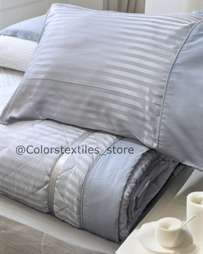 Grey Striped Coverlet Set (Pure Soft Cotton)