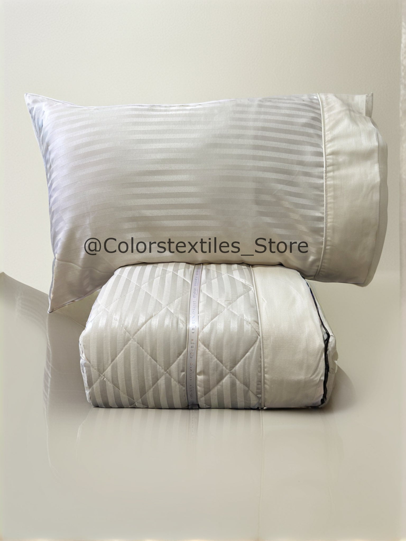 Gold Striped Coverlet Set (Pure Soft Cotton).