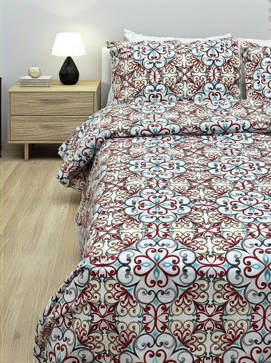 Red Printed Bedsheet Set (Pure Ranforce Cotton)